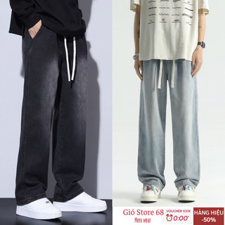 Quần jean nam Ống Rộng baggy nam nữ, quần bò nam jeans cạp chun cao cấp