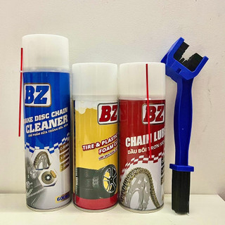 Combo bôi trơn dưỡng sên bz + rửa sên bz + +bóng vỏ, nhựa nhám bz bàn chải sên 3d