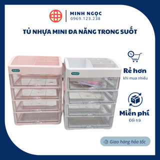 Tủ nhựa mini đa năng trong suốt, tủ nhựa để bàn tiện ích Hokori - Nhựa Việt Nhật