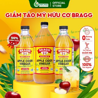 Giấm táo hữu cơ mỹ bragg có giấm cái - dấm táo giảm cân ăn kiêng eatclean (việt thái organic