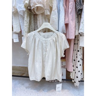 Sơ Mi Đũi Xếp Ly Cổ Tròn Tay Hến Thiết Kế Phong Cách Thời Trang M523 - lolla fashion