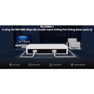 Bộ chia mạng Switch 5 cổng 8 cổng Gigabit RUIJIE 05G 08G-L 105GD 108GD 10/100 new full box (chính hãng)