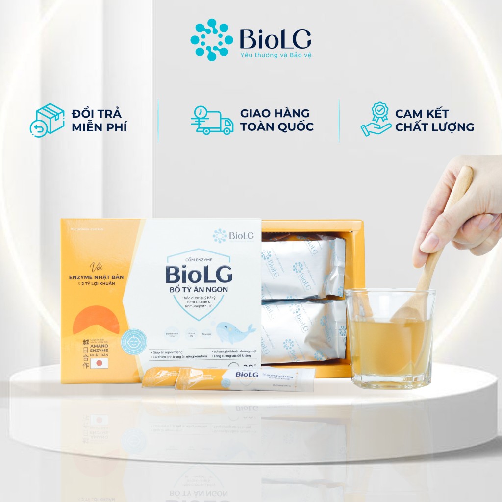 Cốm enzyme BioLG - Bổ tỳ ăn ngon dành cho bé biếng ăn chậm lớn tiêu hóa kém sức đề kháng yếu 20 gói