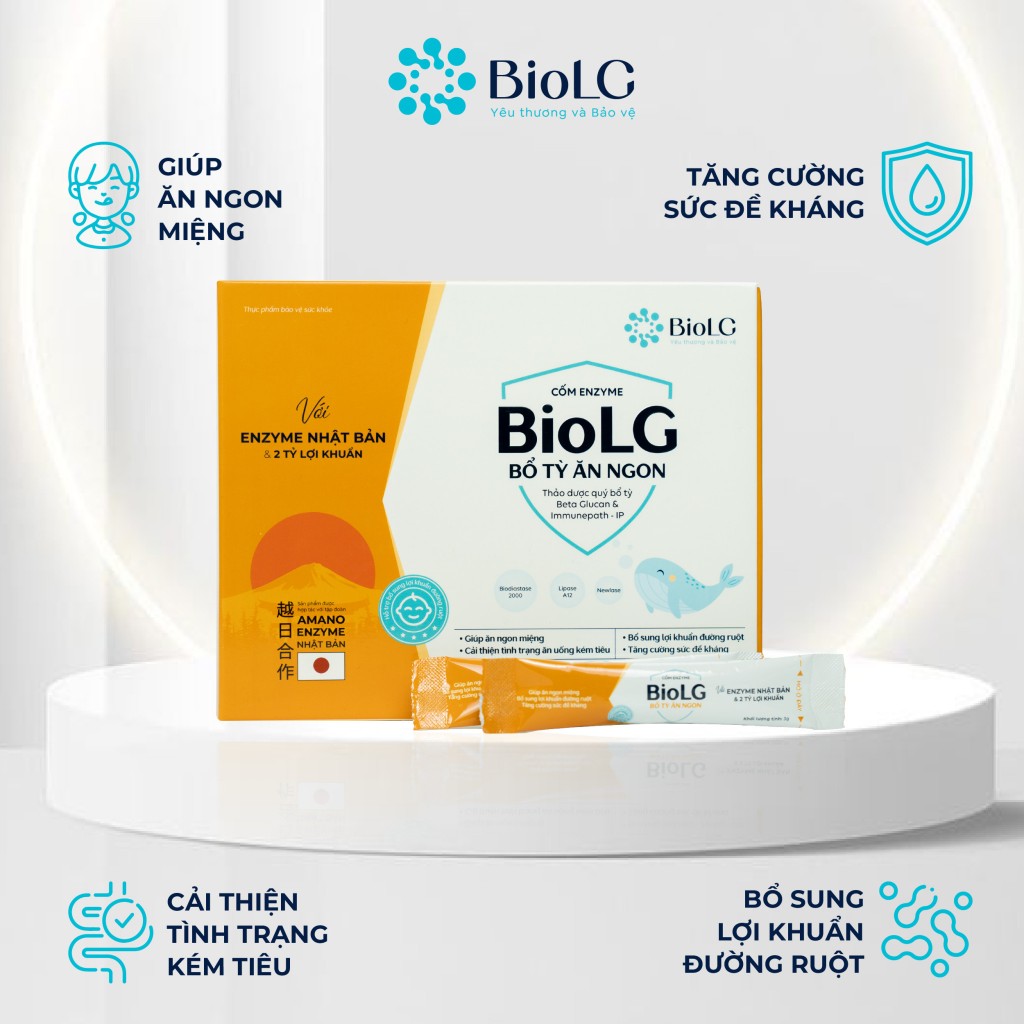 Cốm enzyme BioLG - Bổ tỳ ăn ngon dành cho bé biếng ăn chậm lớn tiêu hóa kém sức đề kháng yếu 20 gói