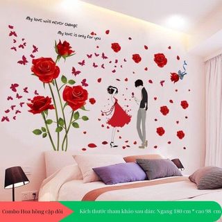 Decal dán tường hoa hồng tình yêu