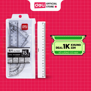 [DELI VPP] Bộ thước kẻ 4 món đo độ, eke học sinh Deli - dụng cụ học tập đầy đủ