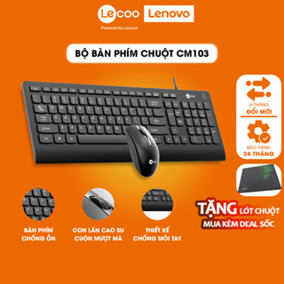 Bộ bàn phím chuột Silent có dây văn phòng Lecoo CM103 Fullsize Keycap ABS bền tĩnh âm Chính Hãng