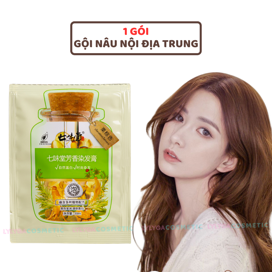 Dầu gội đen nâu phủ bạc tóc 1 Gói 30ml dầu gội nhuộm tóc đen nâu, Gội là đen tigi nhân sâm Hàn Quốc gội nâu hạt dẻ GD01