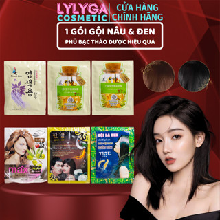 Dầu gội đen nâu phủ bạc tóc 1 Gói 30ml dầu gội nhuộm tóc đen nâu, Gội là đen tigi nhân sâm Hàn Quốc gội nâu hạt dẻ GD01