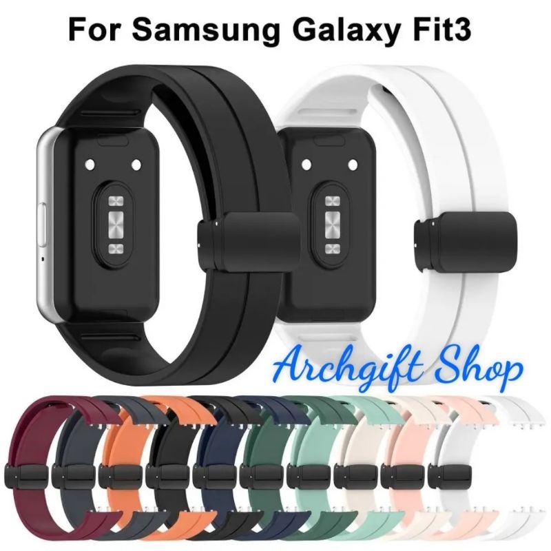 [ For Galaxy Fit 3 ] Dây silicon khoá nam châm màu đen dành cho đồng hồ Samsung Galaxy Fit 3