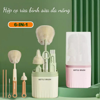  Hộp cọ rửa bình sữa KidAndMom bằng silicon gấp gọn tiện lợi khi mang theo 6in1 chức năng dùng cho mọi loại bình 