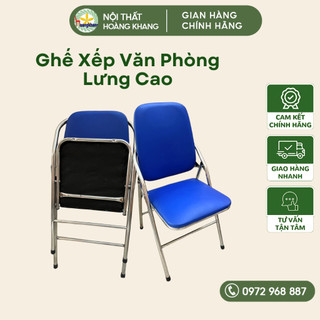Ghế xếp văn phòng, ghế xếp tựa lưng cao, ghế gấp gọn khung inox