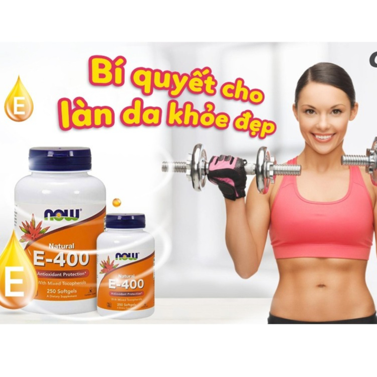 Viên uống Vitamin E tự nhiên Now E 400 của Mỹ, hiệu lực cao, giúp da mịn màng, giảm lão hóa