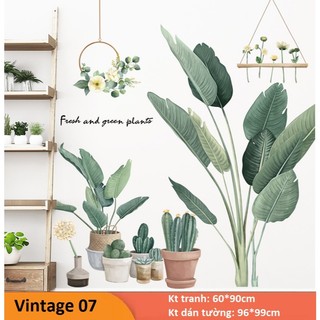 Decal dán tường LÁ CÂY đáng yêu - Tranh dán tường phong cảnh, tranh phòng khách, spa