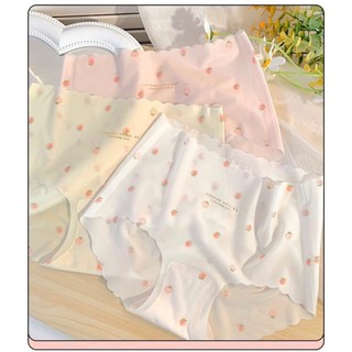 Combo 5 Quần lót nữ đúc su lụa viền sóng họa tiết dâu vintage không đường may vải siêu mát mềm mịn kháng khuẩn bán chạy