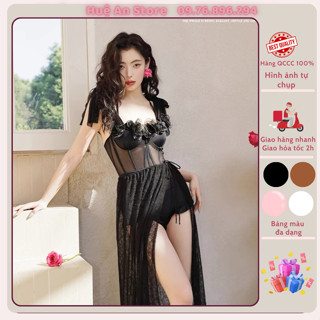 (HA244)Đồ bơi nữ đi biển 1 mảnh kèm chân váy voan dài,Huệ An Store, Bikini mẫu mới nhất 2024  phong cách Hàn Quốc