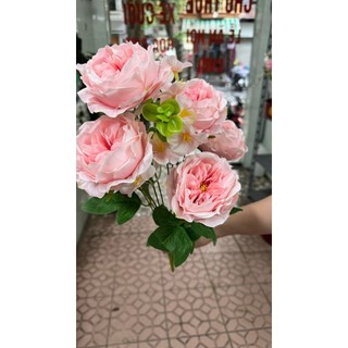 Cụm hồng david việt nam 9 bông 1 cụm lụa cao cấp, hoa điểm, phụ kiện cắm hoa để bàn, cắm lọ hoa