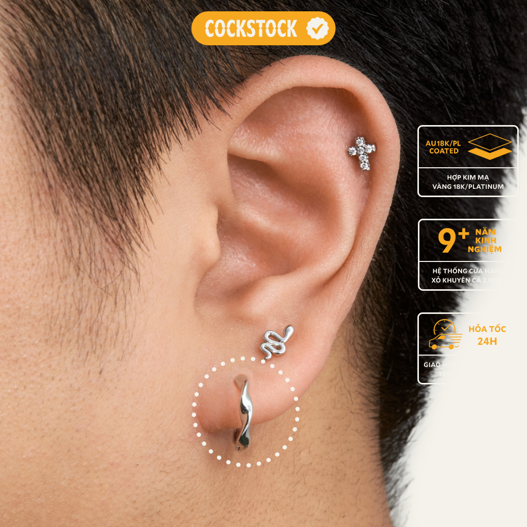 Khuyên tai vòng lượn sóng WAVY HOOP EARRING- COCKSTOCK