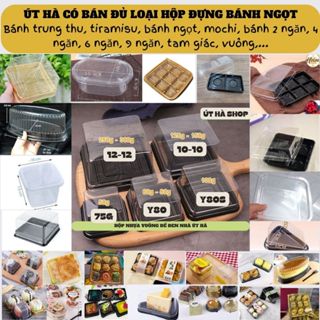 [Đủ loại] Lốc 10 hộp đựng bánh ngọt, bánh mochi, tiramisu, bánh kem, bánh trung thu, tam giác, tròn, oval vuông