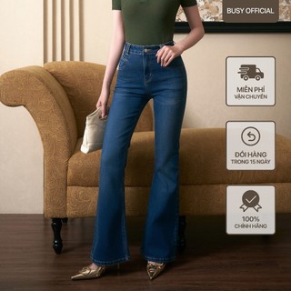 Quần Jeans Ống Loe Trơn Nữ BUSY Jeans Mềm Co Giãn QJL3