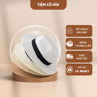 Mũ cói fedora đi biển cho nam nam nữ Tiệm Cô Hìn ship 1h đóng thùng không lo hỏng lỗi 1 đổi 1