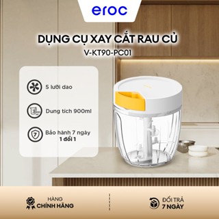 Máy Xay Tỏi Ớt Thịt 5 Lưỡi Dao Bằng Tay 900ml Quick Chopper Eroc V-KT-90-PC01 - Hàng Chính Hãng Eroc