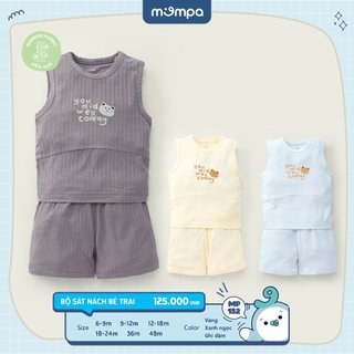 Bộ quần áo ba lỗ cho bé Mompa từ 6 tháng đến 4 tuổi vải Sợi tre Bamboo mềm mại co dãn thoáng mát 152