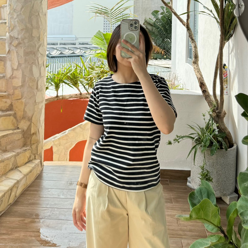 [ FINAL SALE ] ÁO THUN SỌC ĐEN CỔ THUYỀN