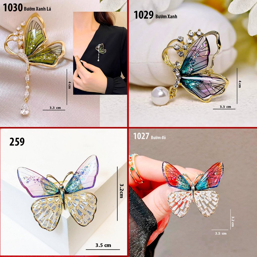 GOTI - Tag Cài Áo Cao Cấp Hình Bướm Nhỏ Phụ Kiện Trang Trí - Quà Tặng Thanh Lịch Dành Cho Nữ