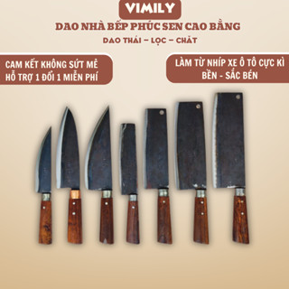  Dao Phúc Sen VIMILY làm từ nhíp xe ô tô dùng thái chặt cán gỗ cẩm chỉ cao cấp sắc bén chống sứt mẻ 
