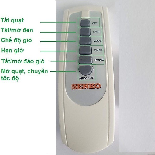 REMOTE QUẠT SENKO DR1608, TR1428, TR1628, TR828