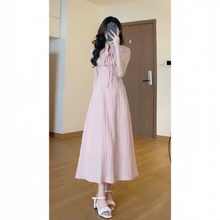 Váy cổ trụ Hami dress dáng dài thắt nơ YUNA68 X007