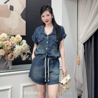Set jean đùi giặt túi nắp 2 màu kèm ảnh thật