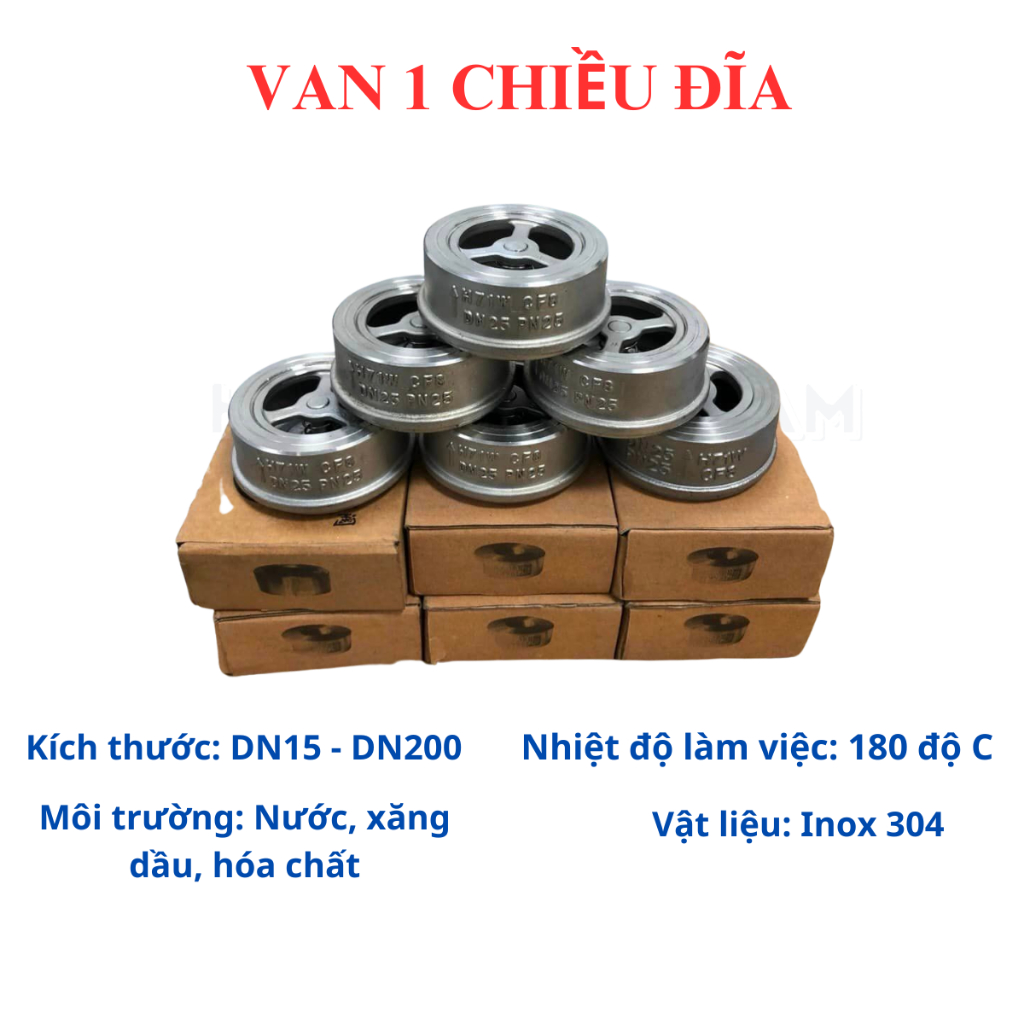 Van 1 chiều Đĩa inox 304 DN80, DN100, DN125, DN150, DN200