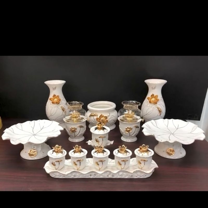 [ Giá Rẻ Nhất ][ Hàng Loại 1] Bộ Thờ Cúng Lư Hương Bát Nhang Bình Hoa Ống Đựng Nhang Đĩa Áng Chung Ly Hũ Gạo Trà Đèn Dầu