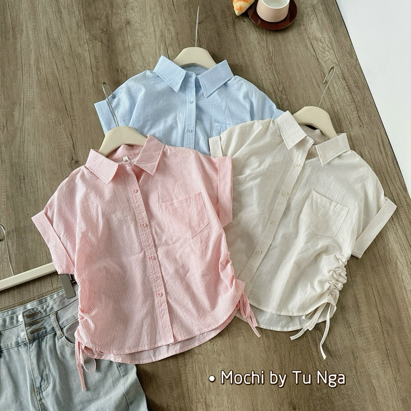 ÁO SƠ MI CHẤT GIẤY RÚT EO TÚI NGỰC FROM BASIC HÀNG QC MS17562