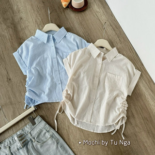 ÁO SƠ MI CHẤT GIẤY RÚT EO TÚI NGỰC FROM BASIC HÀNG QC MS17562