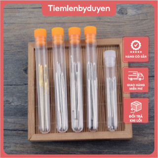 Set 9 kim khâu len mắt to bằng thép không gỉ tiện dụng có kèm hộp đựng