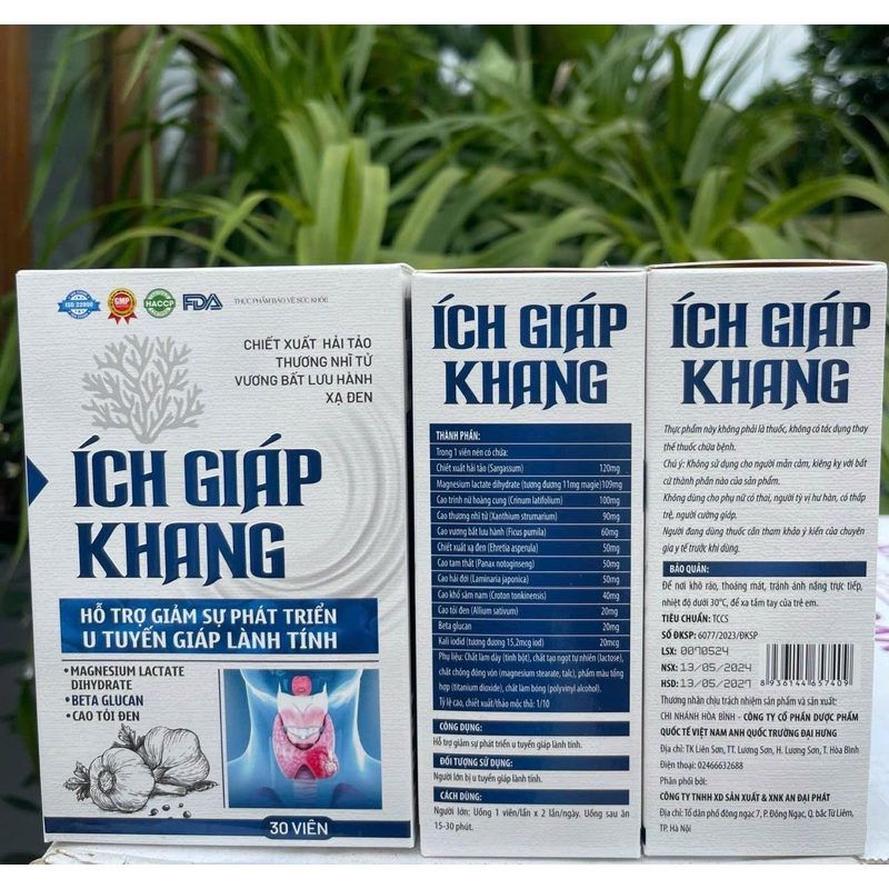 Viên Uống Ích Giáp Khang - Hỗ Trợ Giảm Sự Phát Triển Của U Tuyến Giáp Lành Tính, Ổn Định Đường Huyết, Giảm Cholesterol