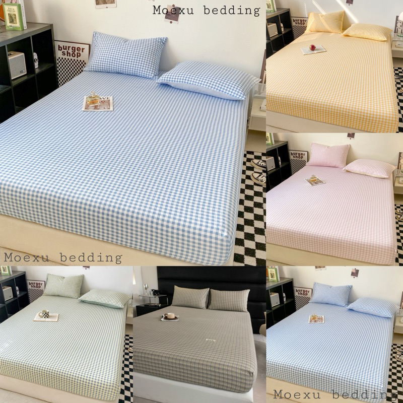 Bộ Ga Gối 3 Món Cotton đũi kẻ phong cách basic dành cho ai ưa thích sự đơn giản chất liệu đũi mềm mại , thoáng mát