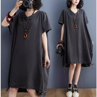 B395 Đầm bigsize dáng suông cổ chữ V thời trang