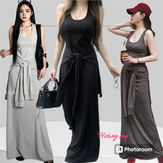 Đầm sát nách buộc nơ bụng, Đầm thun tăm siêu đẹp sang xịn, đầm phối nơ bụng siêu cá tính, có sỉ