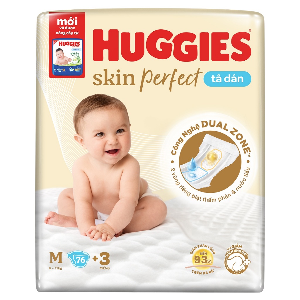 Tã dán Huggies tràm trà M76 + 3 mẫu mới