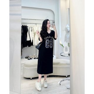 Đầm suông dài , váy suông bầu chất cotton Gemmy House in chữ For 69