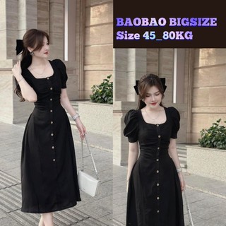 ĐẦM CỔ VUÔNG THUN GÂN PHỐI NÚT BIGSIZE