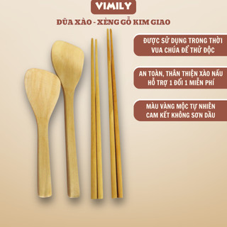 Đũa dài xẻng nấu ăn đảo xới cơm bằng gỗ Kim Giao mộc cao cấp kháng khuẩn chịu nhiệt VIMILY 1 đôi