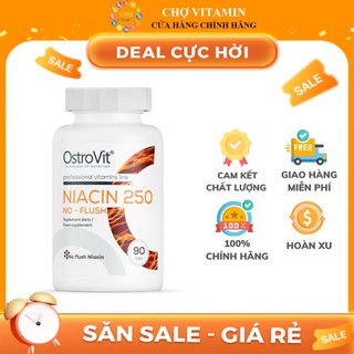 Ostrovit niacin 250mg no-flush 90 viên - hỗ trợ sức khoẻ tim mạch, cải thiện làn da, thần kinh, chuyển hoá năng lượng