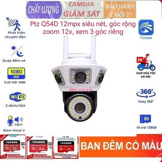Camera yoosee ngoài trời Ptz Q54D xem 3 góc riêng 12.0Mpx, siêu nét, góc rộng, chịu mưa nắng