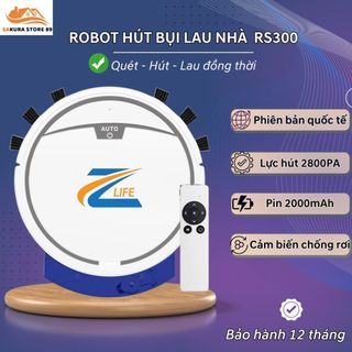 Robot Hút Bụi, Robot Lau Nhà RS300 Lực Hút Mạnh Mẽ 2800PA, Mắt Thần Chống Rơi Có Remote Đi Kèm