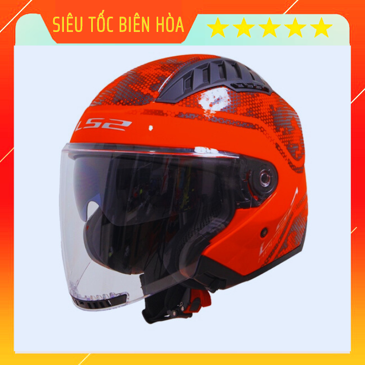 Mũ Bảo Hiểm 3/4 Hai Kính LS2 OF600 Mesh Red Chính Hãng Tặng kèm Khăn Ninja